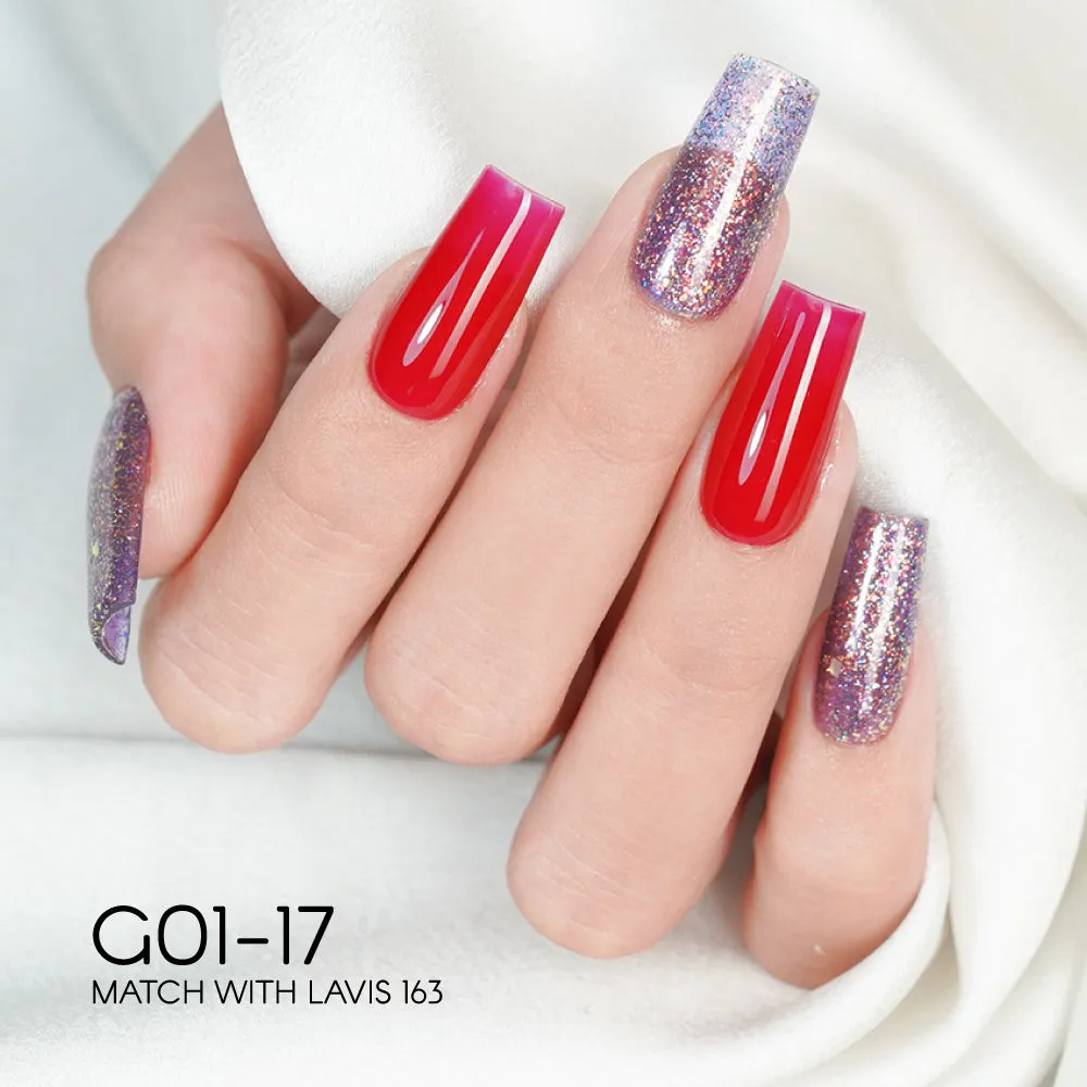 LAVIS Glitter G01 - Set 24 Colors - Gel Polish 0.5 oz - Galaxy Collection
