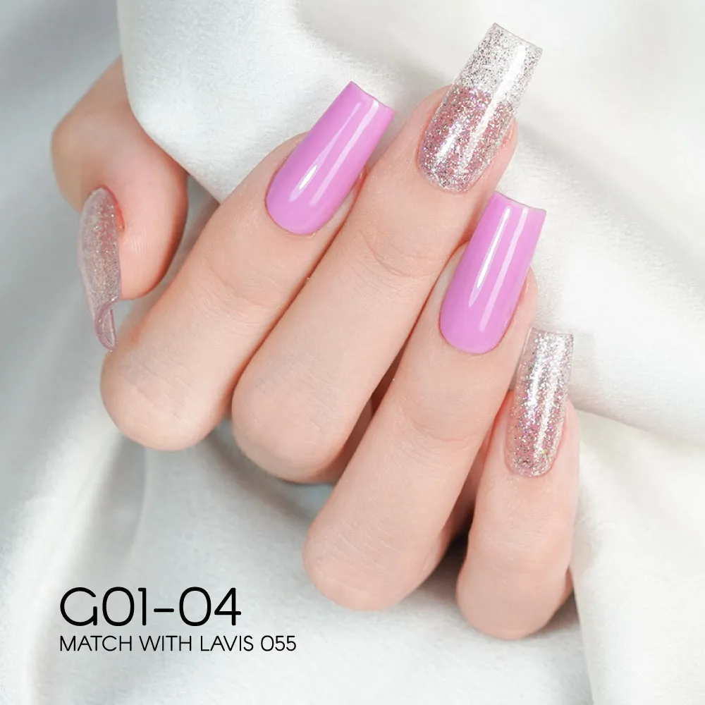 LAVIS Glitter G01 - Set 24 Colors - Gel Polish 0.5 oz - Galaxy Collection