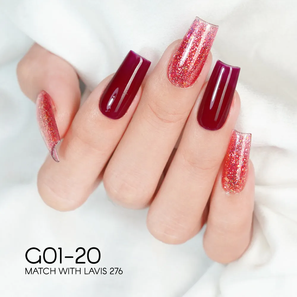 LAVIS Glitter G01 - Set 24 Colors - Gel Polish 0.5 oz - Galaxy Collection