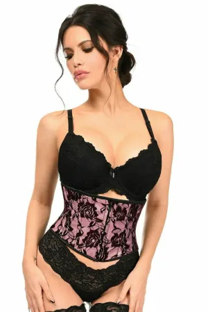 Lavish Pink w/Black Lace Overlay Mini Cincher