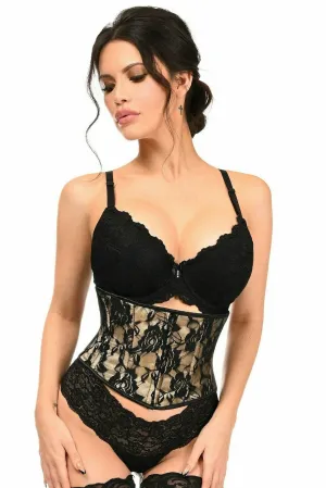 Lavish Tan w/Black Lace Overlay Mini Cincher