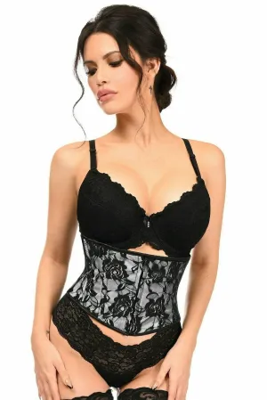 Lavish White w/Black Lace Overlay Mini Cincher