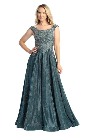 LF 7767 - Off the Shoulder A-Line Prom Gown with Embroidered Bodice