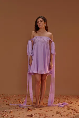 Lilac Tie Up Short Dress