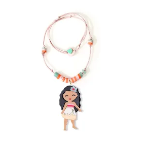 Lilies & Roses Cute Doll Necklace - Doll with Hawaiian Flower