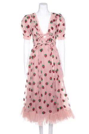 Lirika Matoshi Pink Tulle and Glitter Strawberry Dress SZ M