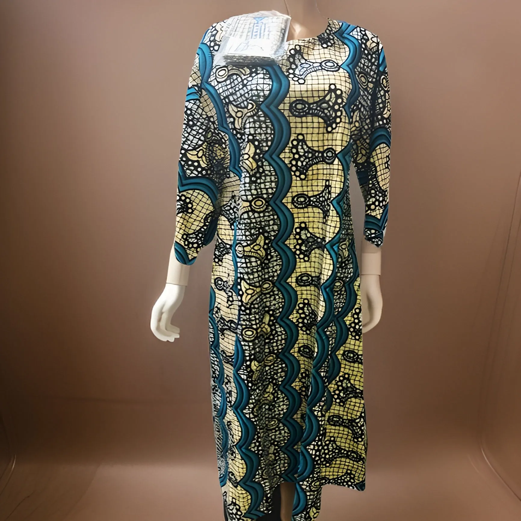Long Ankara Multi-Print Umbrella dress. Plus Size