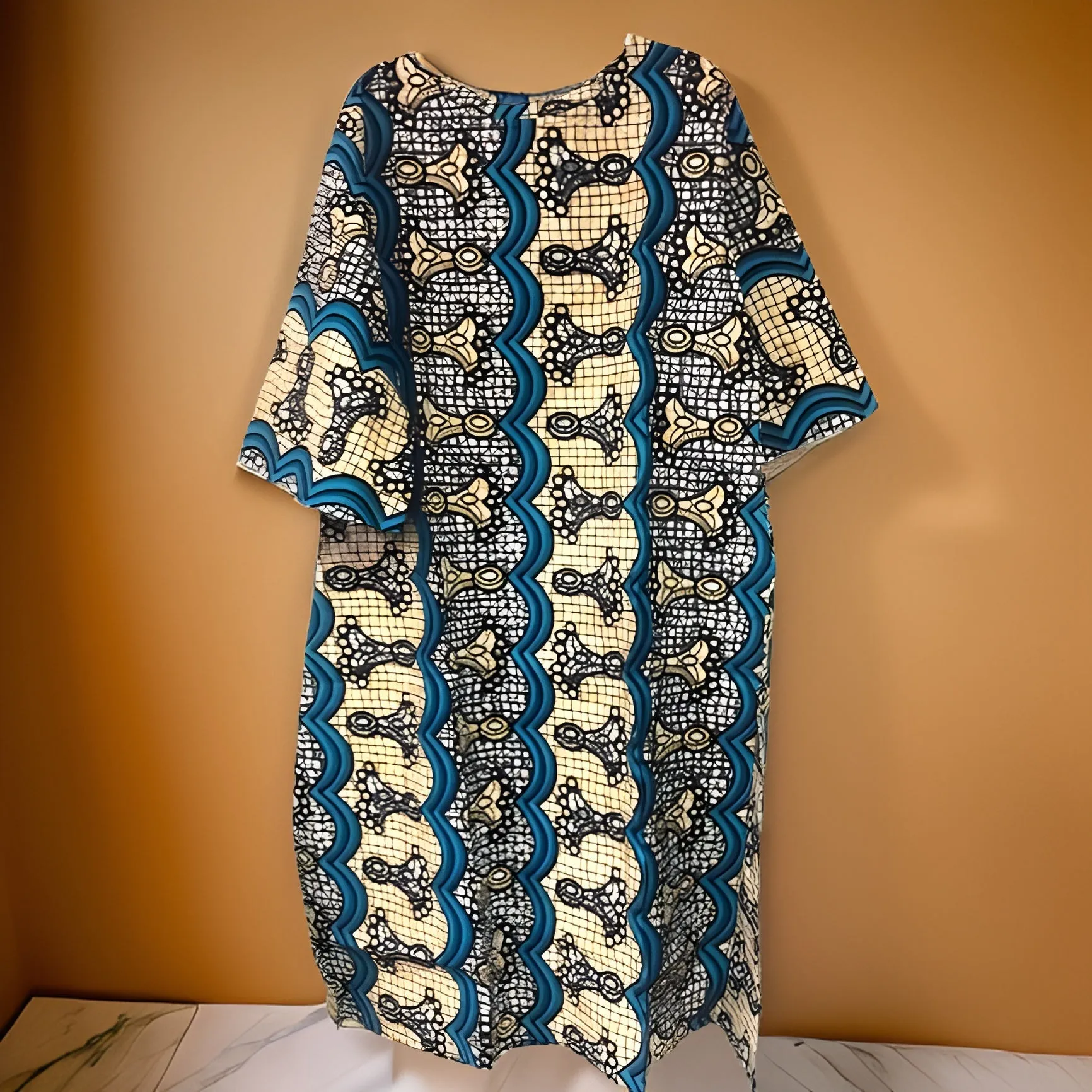 Long Ankara Multi-Print Umbrella dress. Plus Size