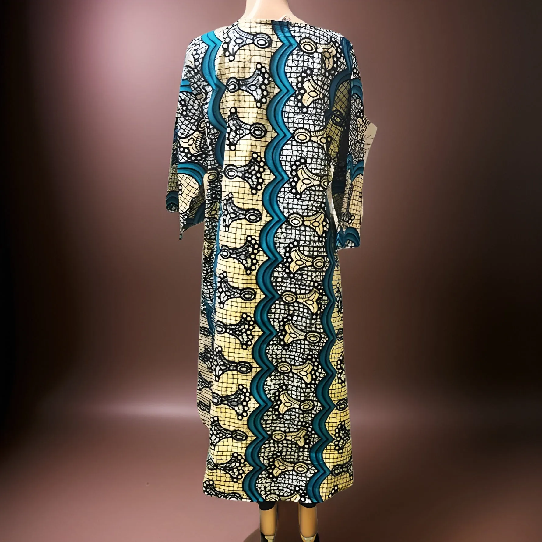 Long Ankara Multi-Print Umbrella dress. Plus Size