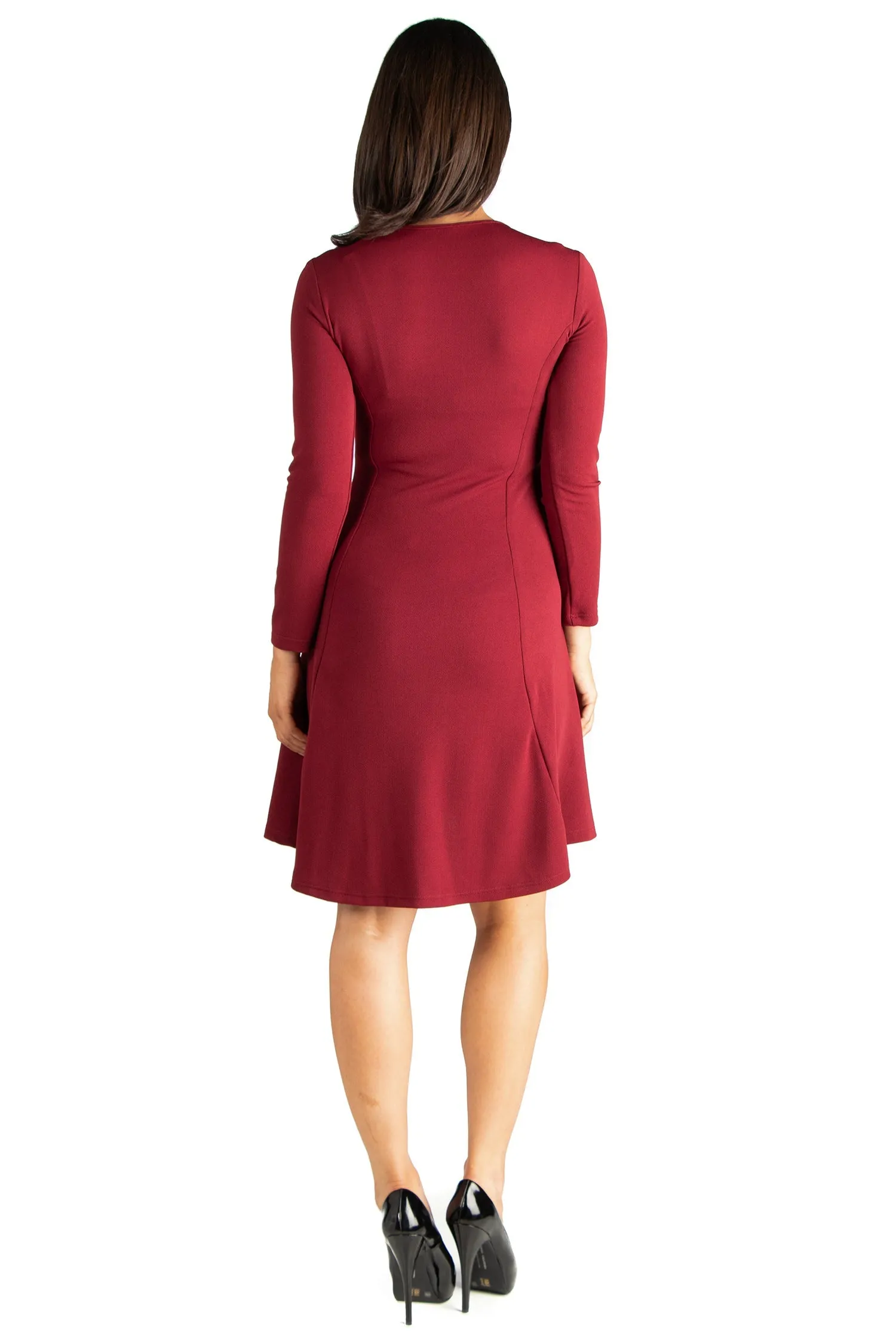 Long Sleeve Knee Length Maternity Skater Dress