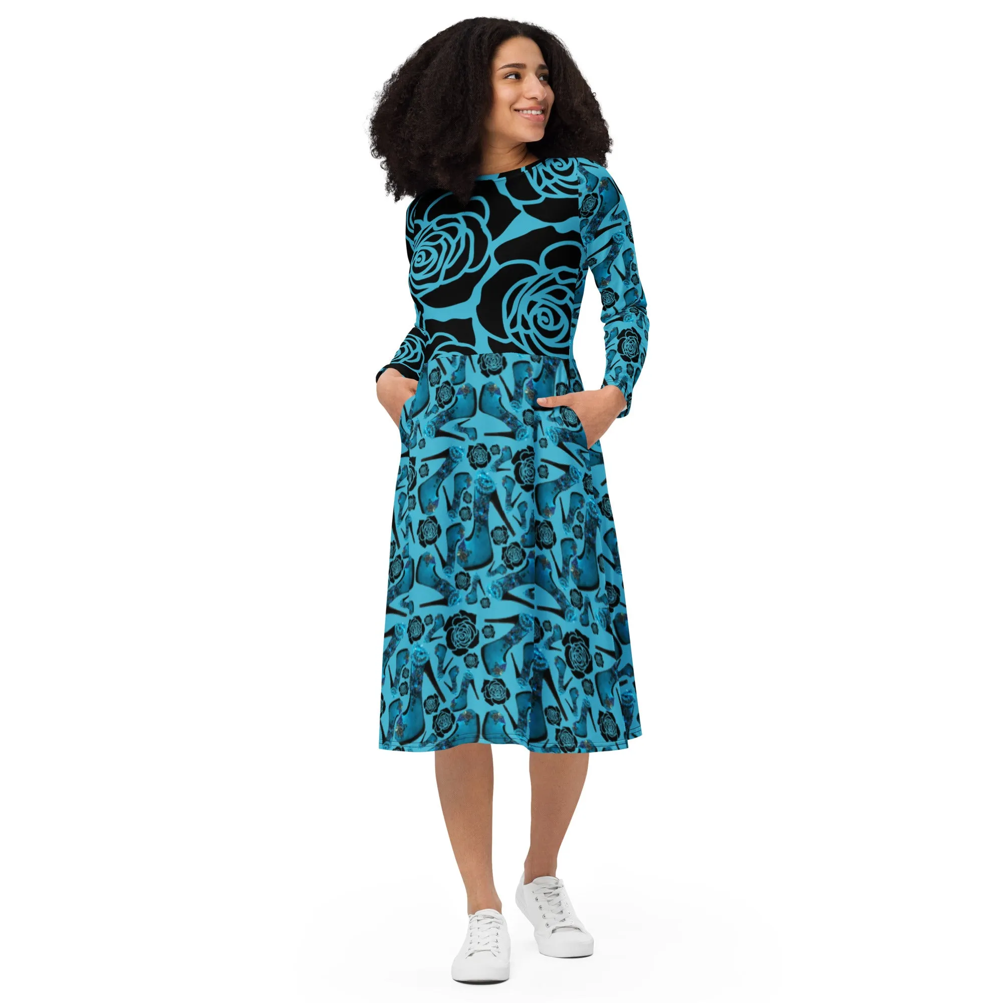 Long sleeve midi dress 'Blue Sky'