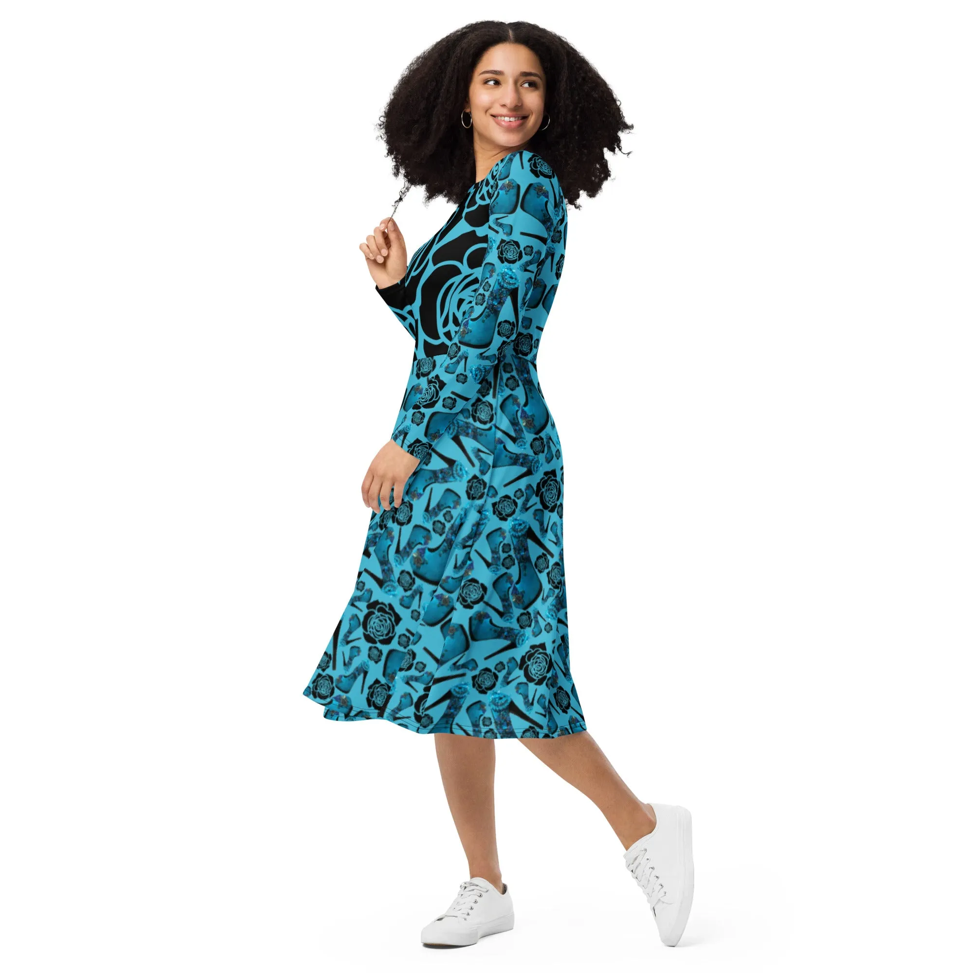 Long sleeve midi dress 'Blue Sky'