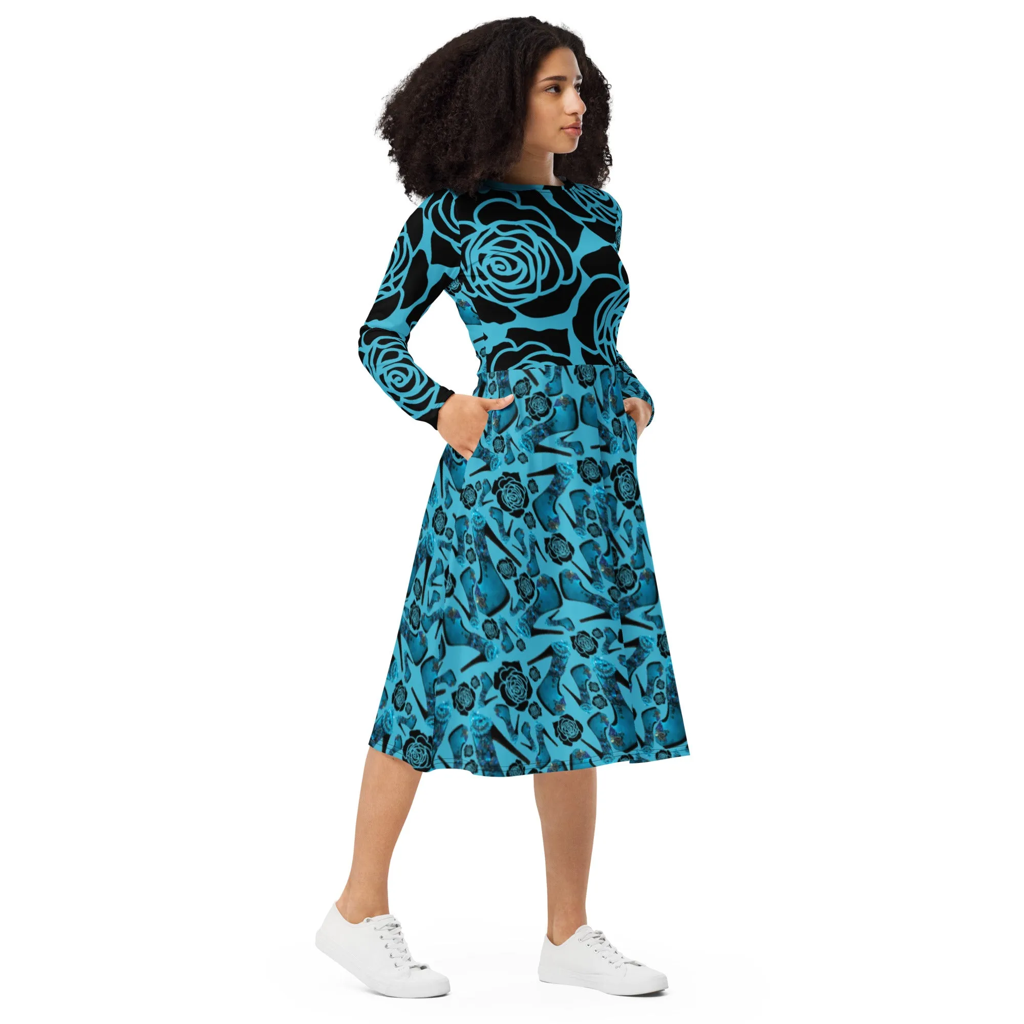 Long sleeve midi dress 'Blue Sky'