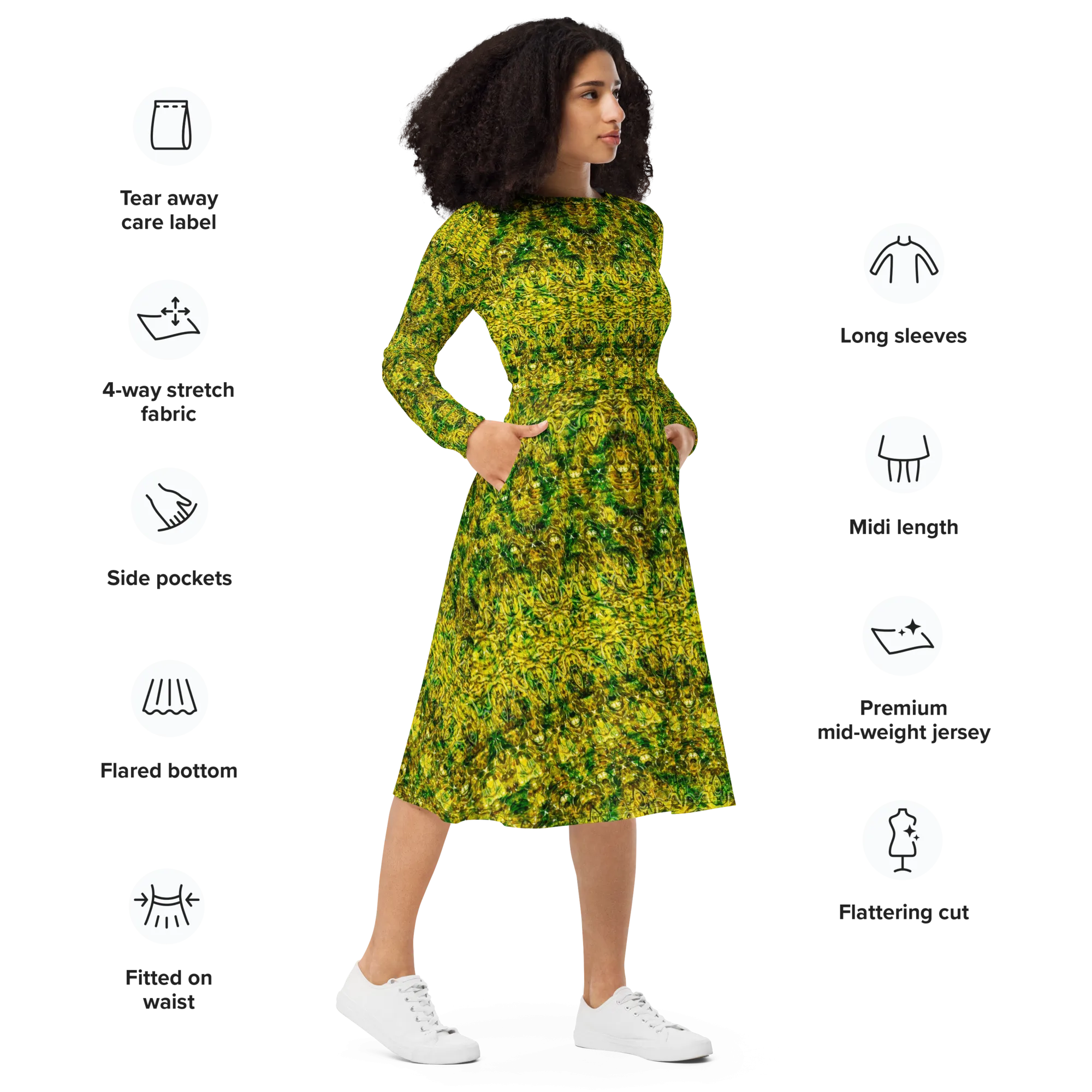 Long Sleeve Midi Dress (Her/Muliebris)(Samhain Dreams of Jade 14 of 15 Quattuordecim ex Quindecim) RJSTHW2025 RJS