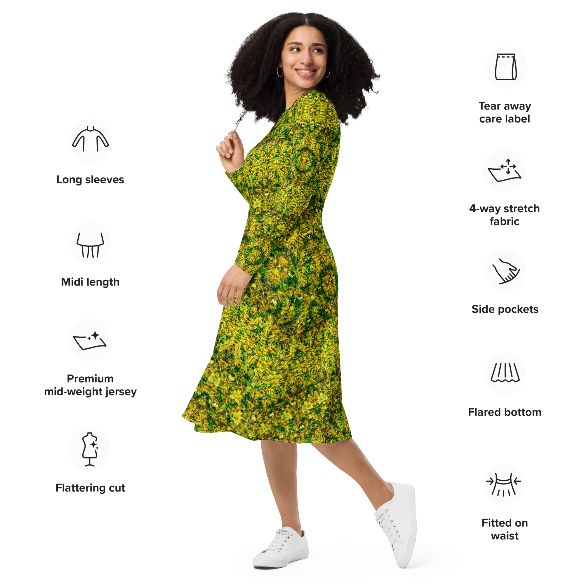 Long Sleeve Midi Dress (Her/Muliebris)(Samhain Dreams of Jade 14 of 15 Quattuordecim ex Quindecim) RJSTHW2025 RJS