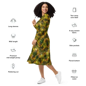 Long Sleeve Midi Dress (Her/Muliebris)(Samhain Dreams of Jade 5 of 15 Quinque ex Quindecim) RJSTHw2025 RJS