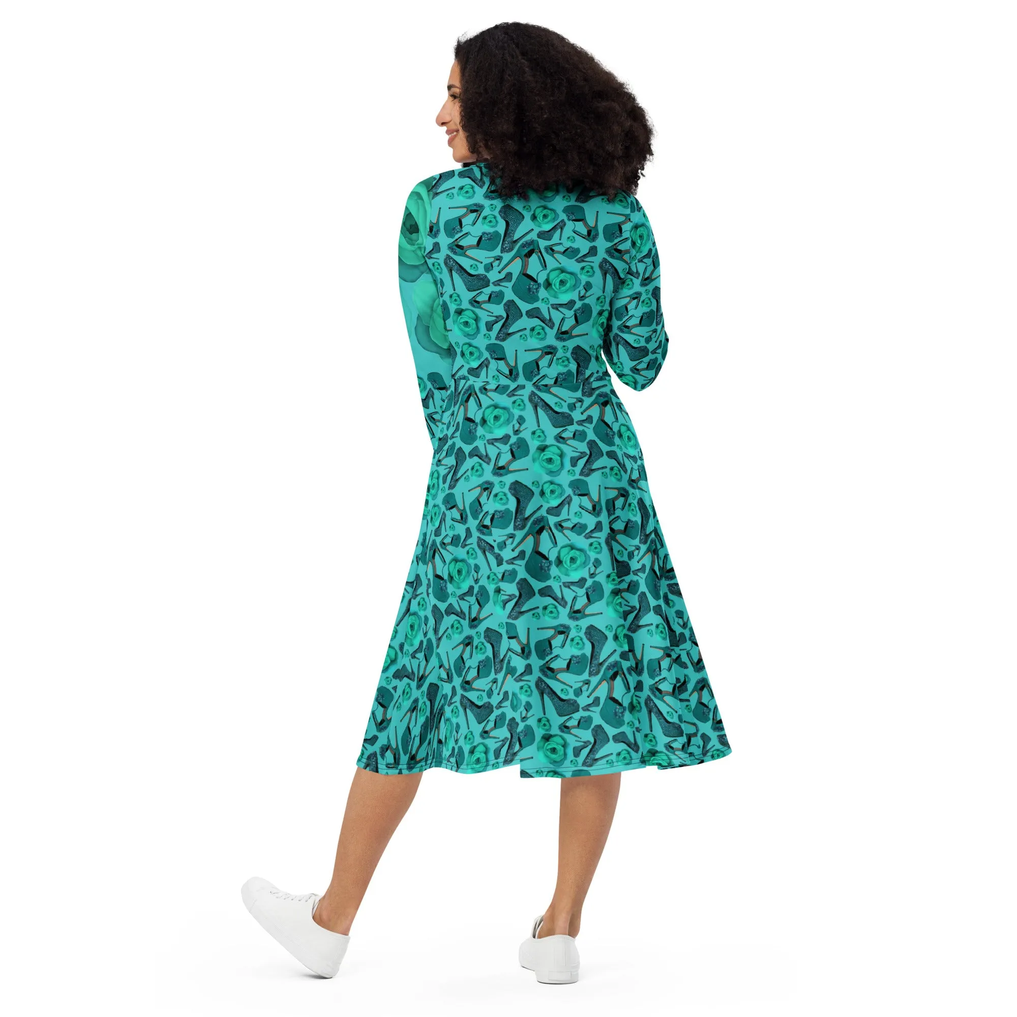 Long sleeve midi dress 'Rose verdi'