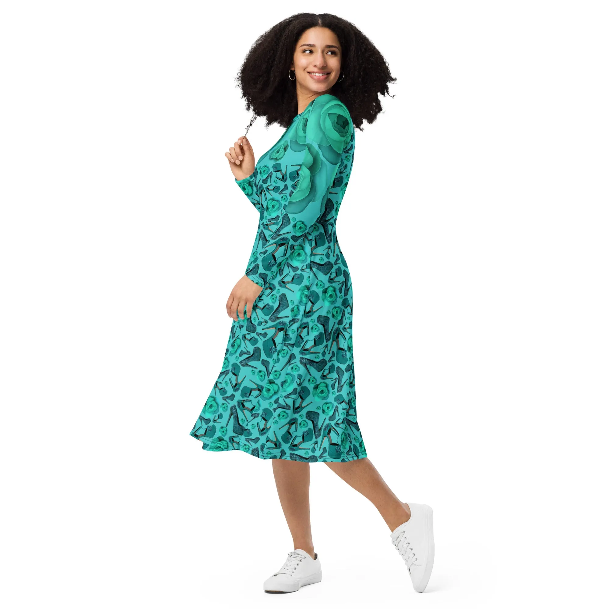 Long sleeve midi dress 'Rose verdi'