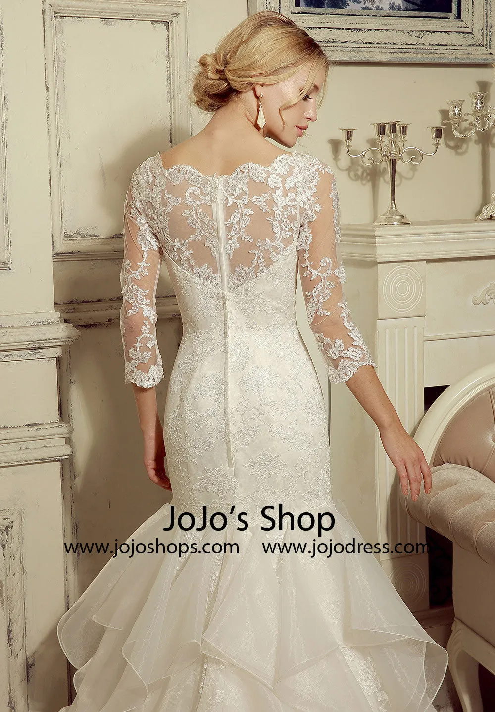 Long Sleeves Lace Fit and Flare Wedding Dress | HL1005