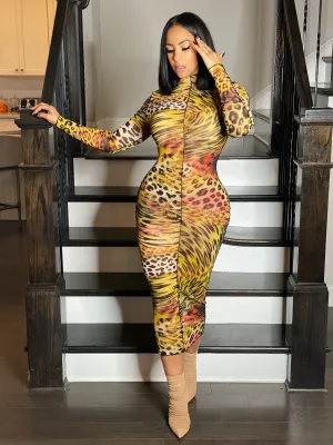 Lovers & Cheetahs body con dress