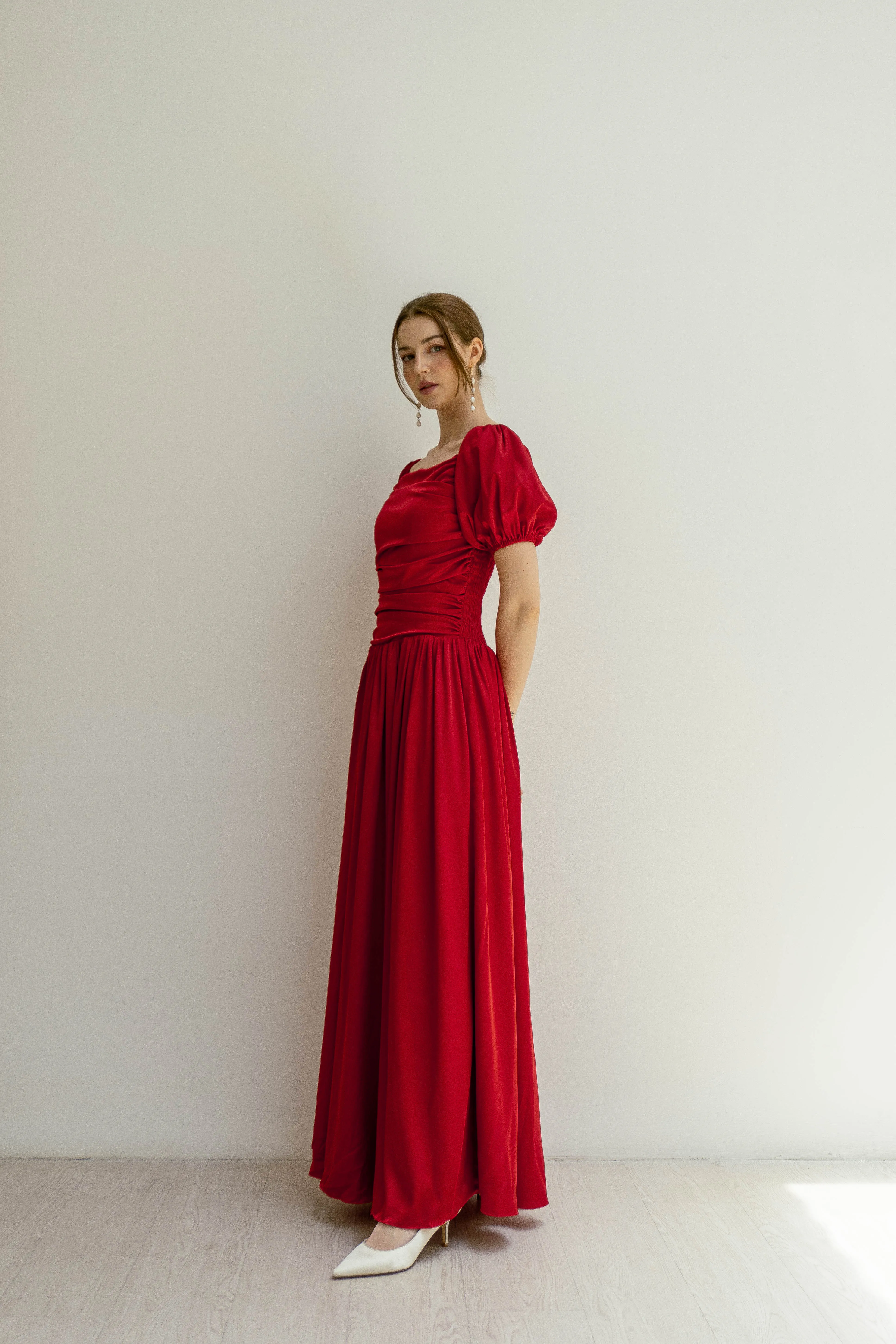 Maeve Puff Sleeves Floor Length Dress