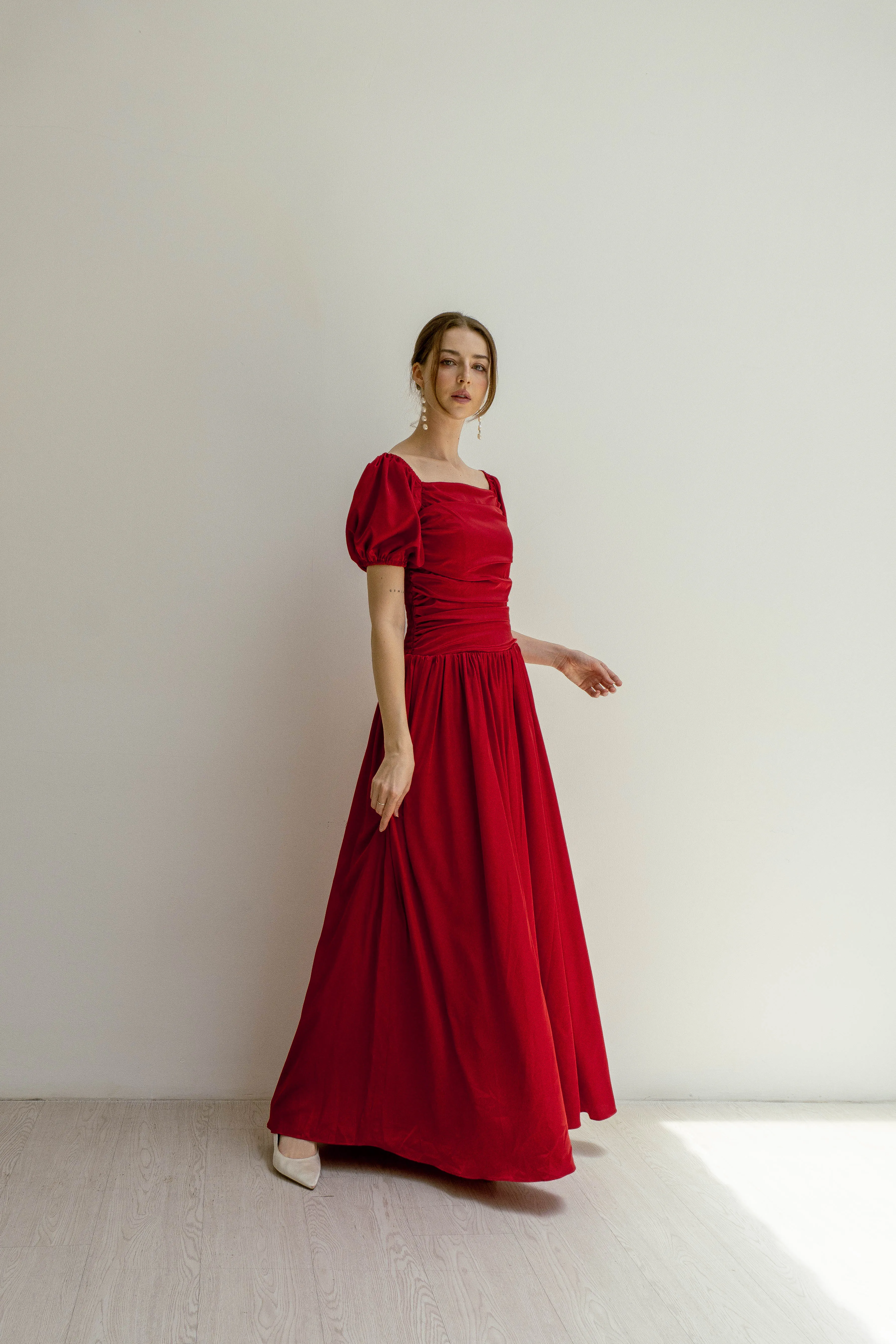 Maeve Puff Sleeves Floor Length Dress