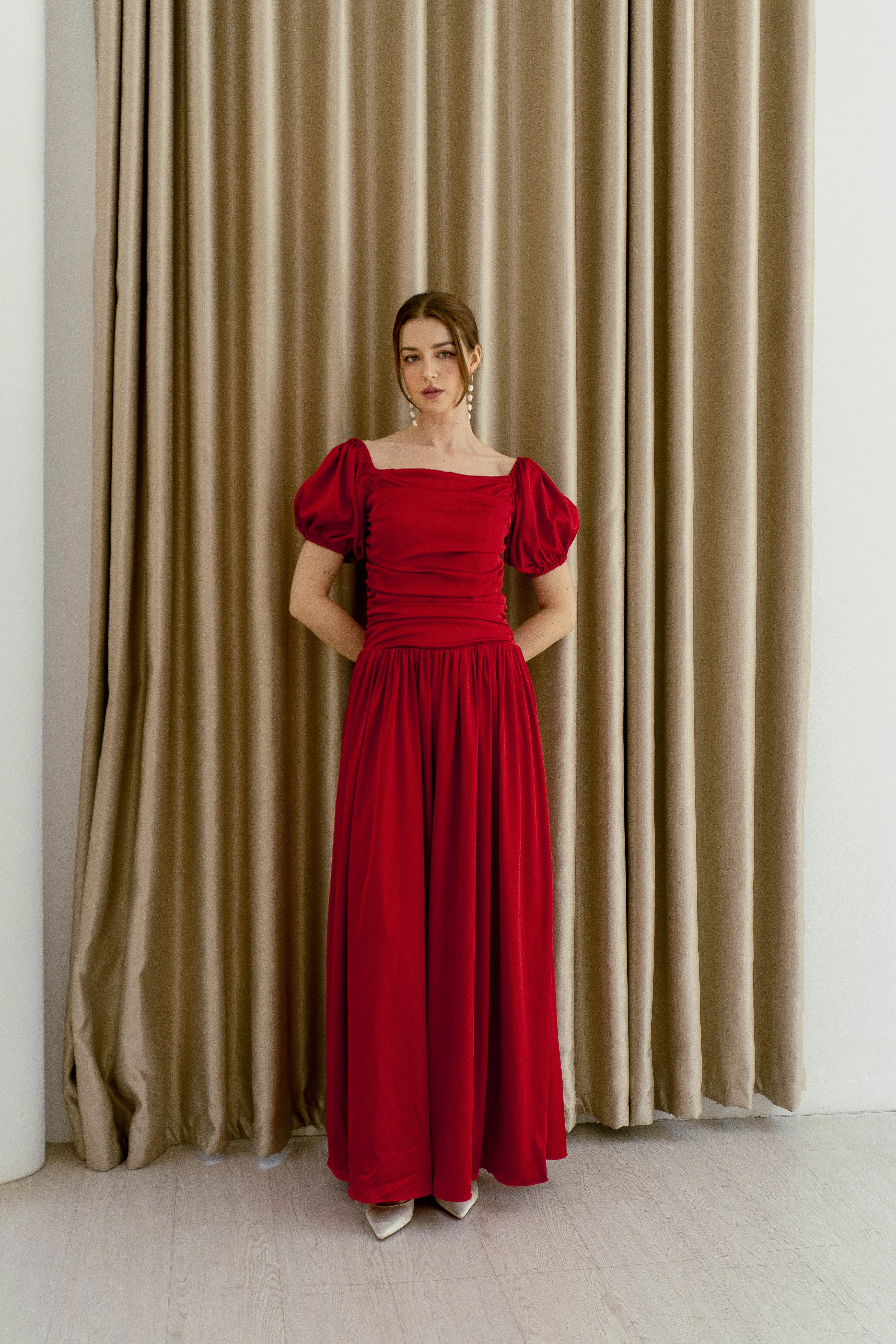 Maeve Puff Sleeves Floor Length Dress