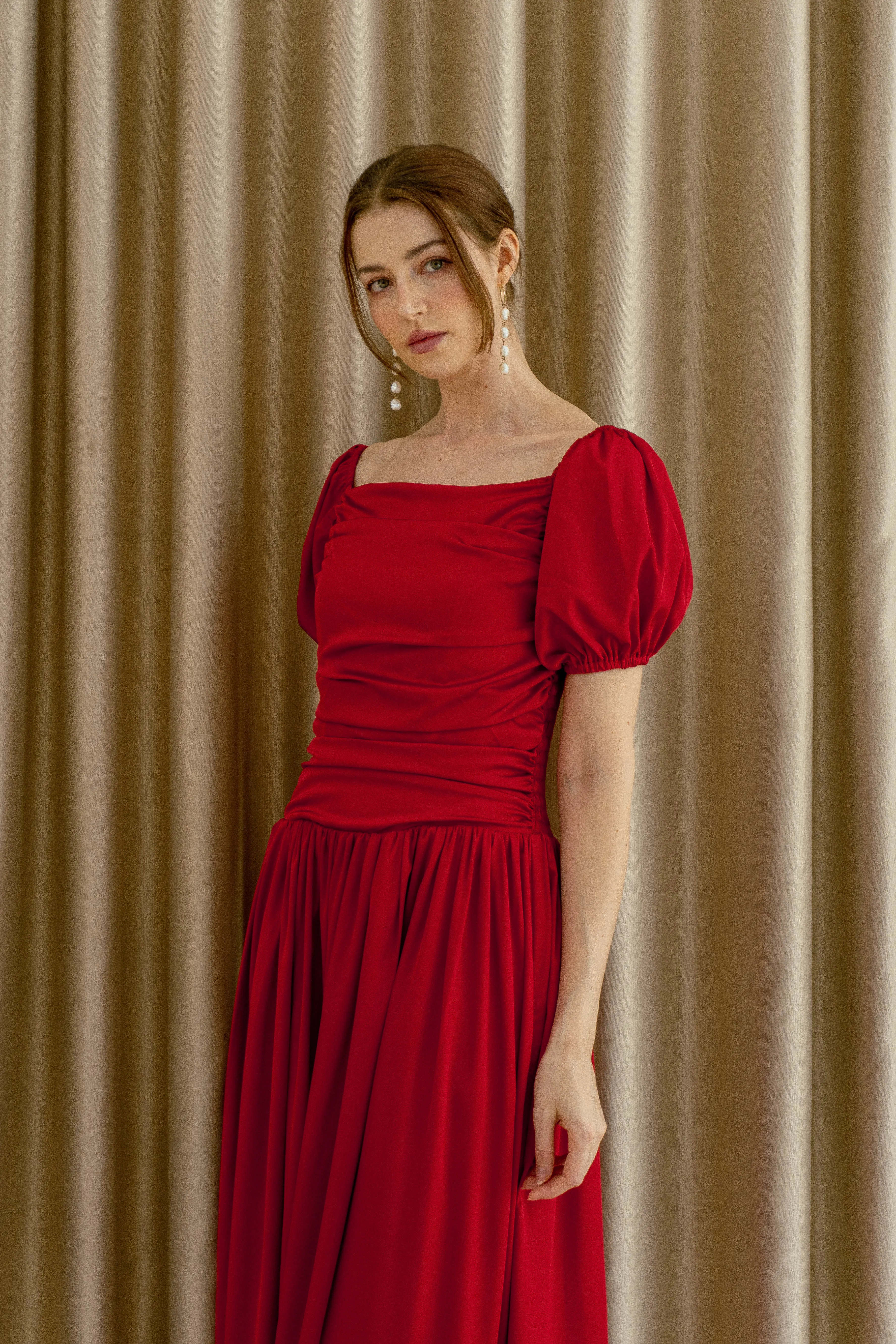 Maeve Puff Sleeves Floor Length Dress