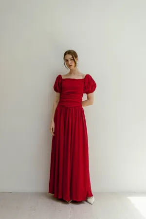 Maeve Puff Sleeves Floor Length Dress