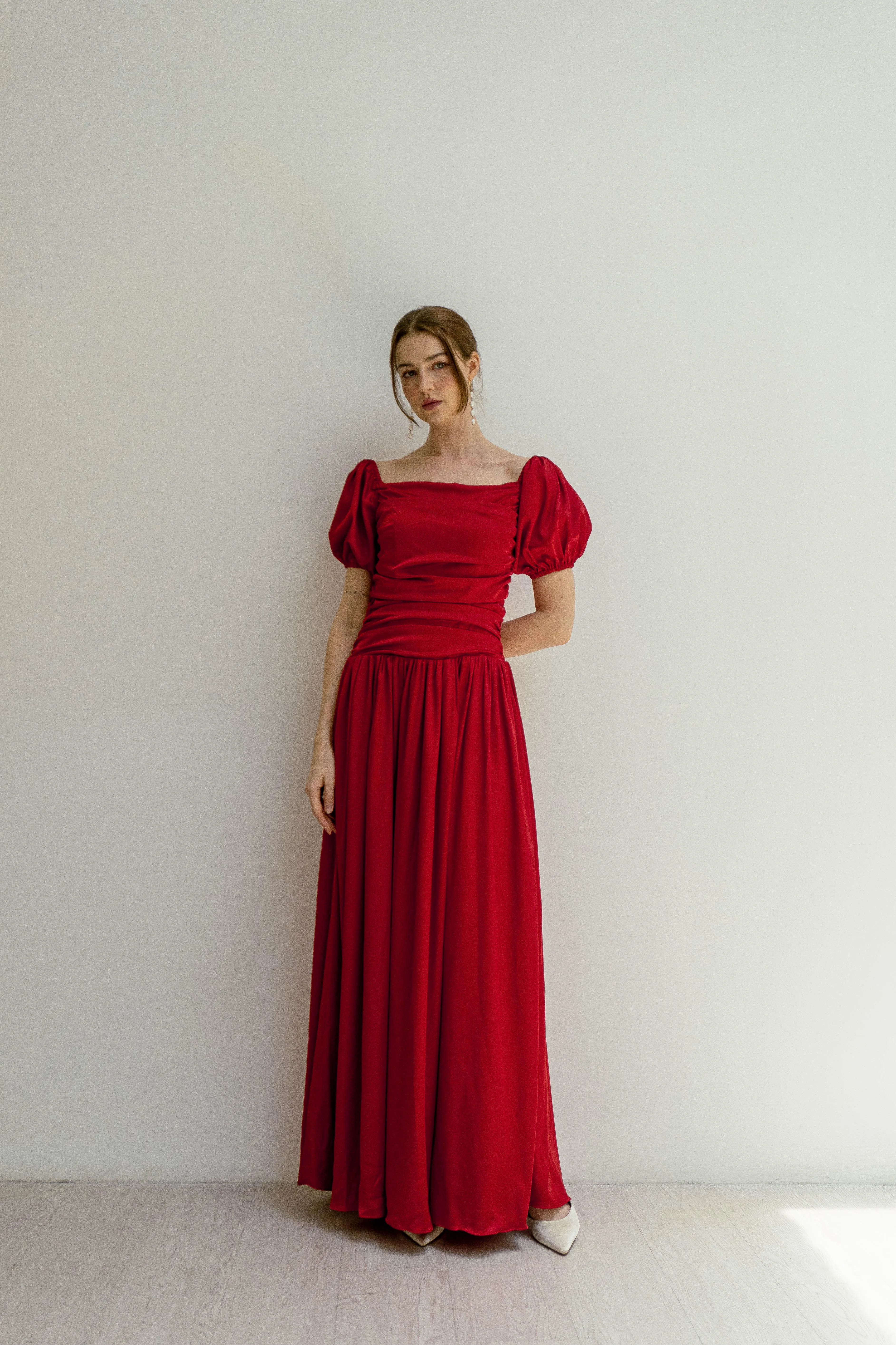 Maeve Puff Sleeves Floor Length Dress