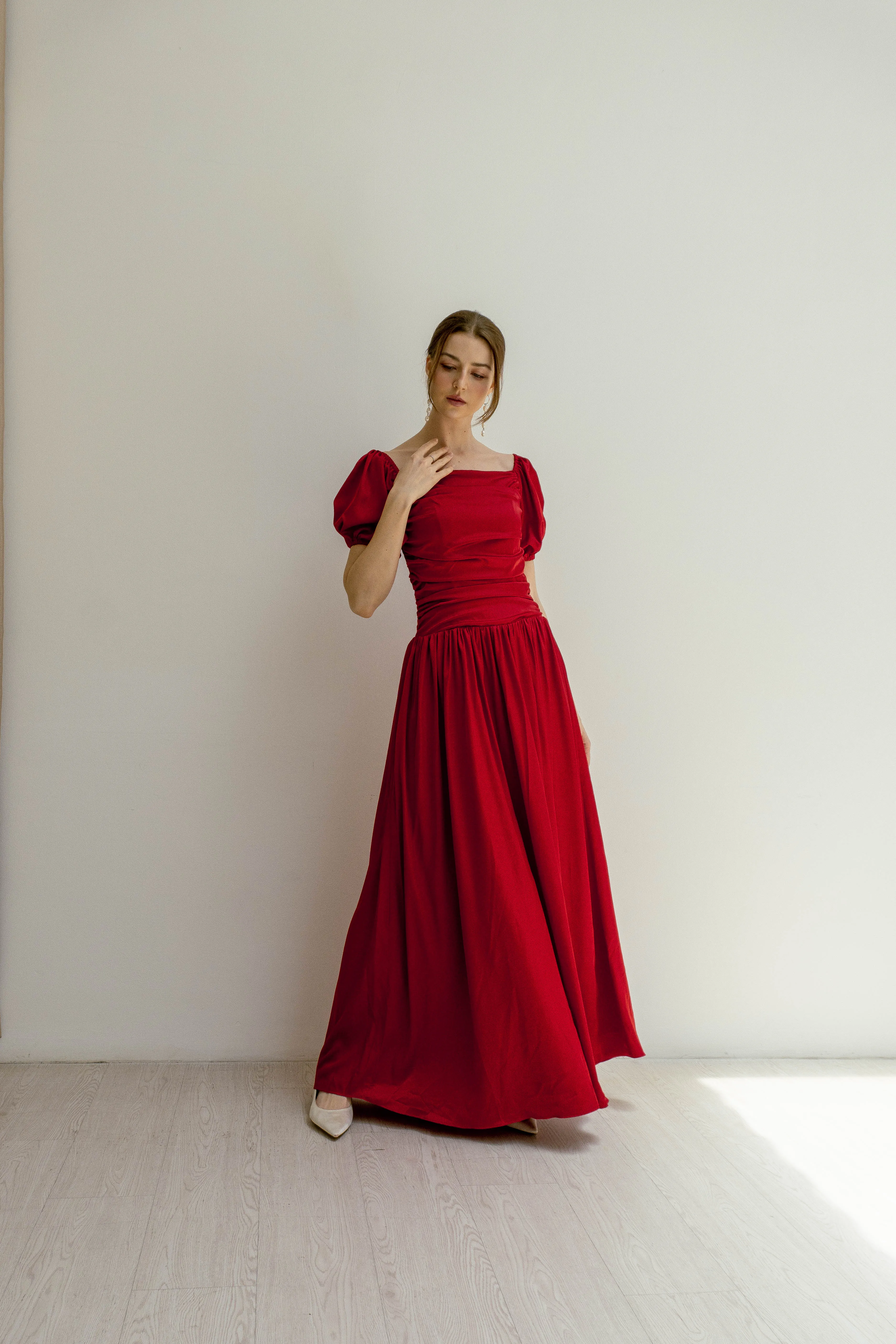 Maeve Puff Sleeves Floor Length Dress