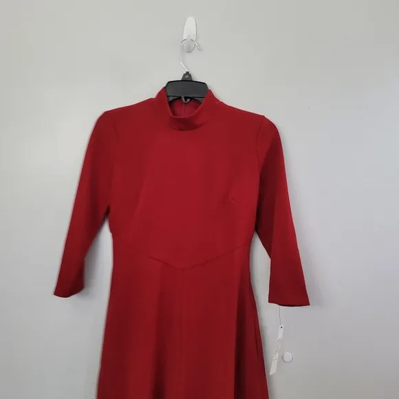 Maggy London - Womens Pintuck Mid Calf Fit &amp; Flare Dress