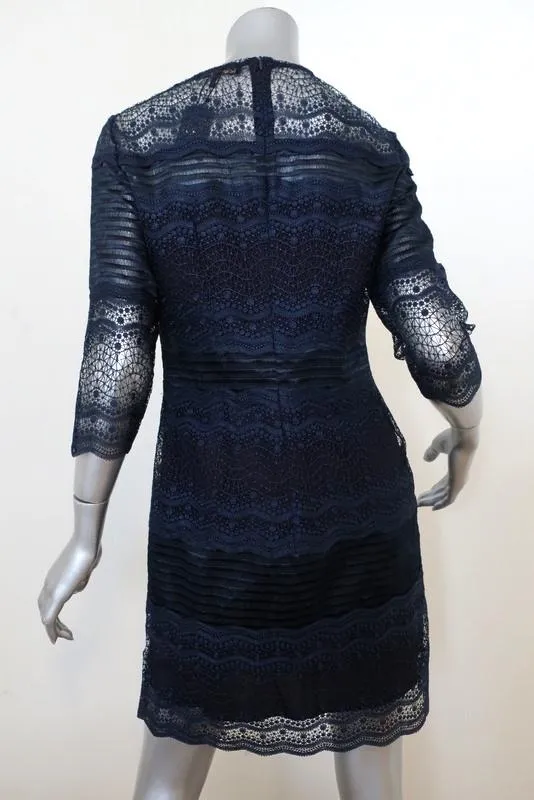 Maje Mini Dress Rizzie Marine Navy Lace Size 2 Half-Sleeve Sheath NEW