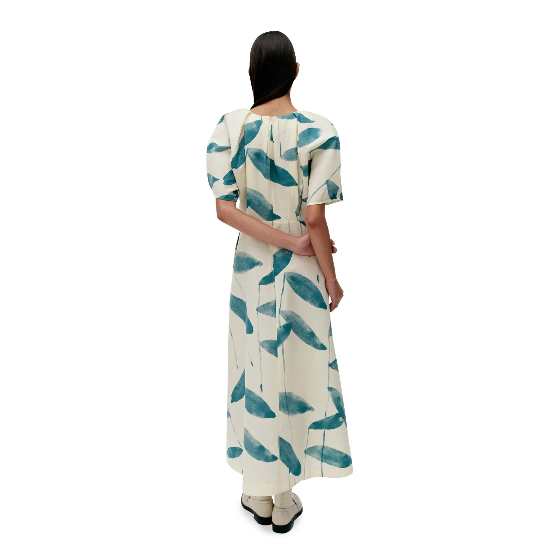 Marimekko Anatomia Paju Dress, Light Yellow & Dark Green