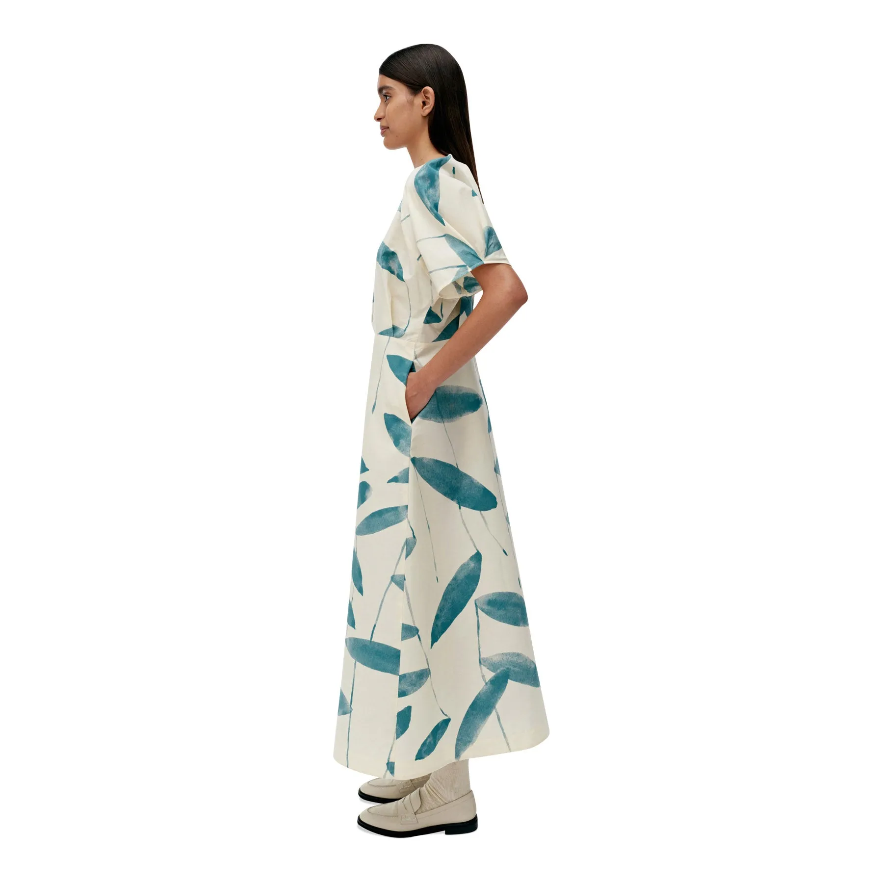 Marimekko Anatomia Paju Dress, Light Yellow & Dark Green