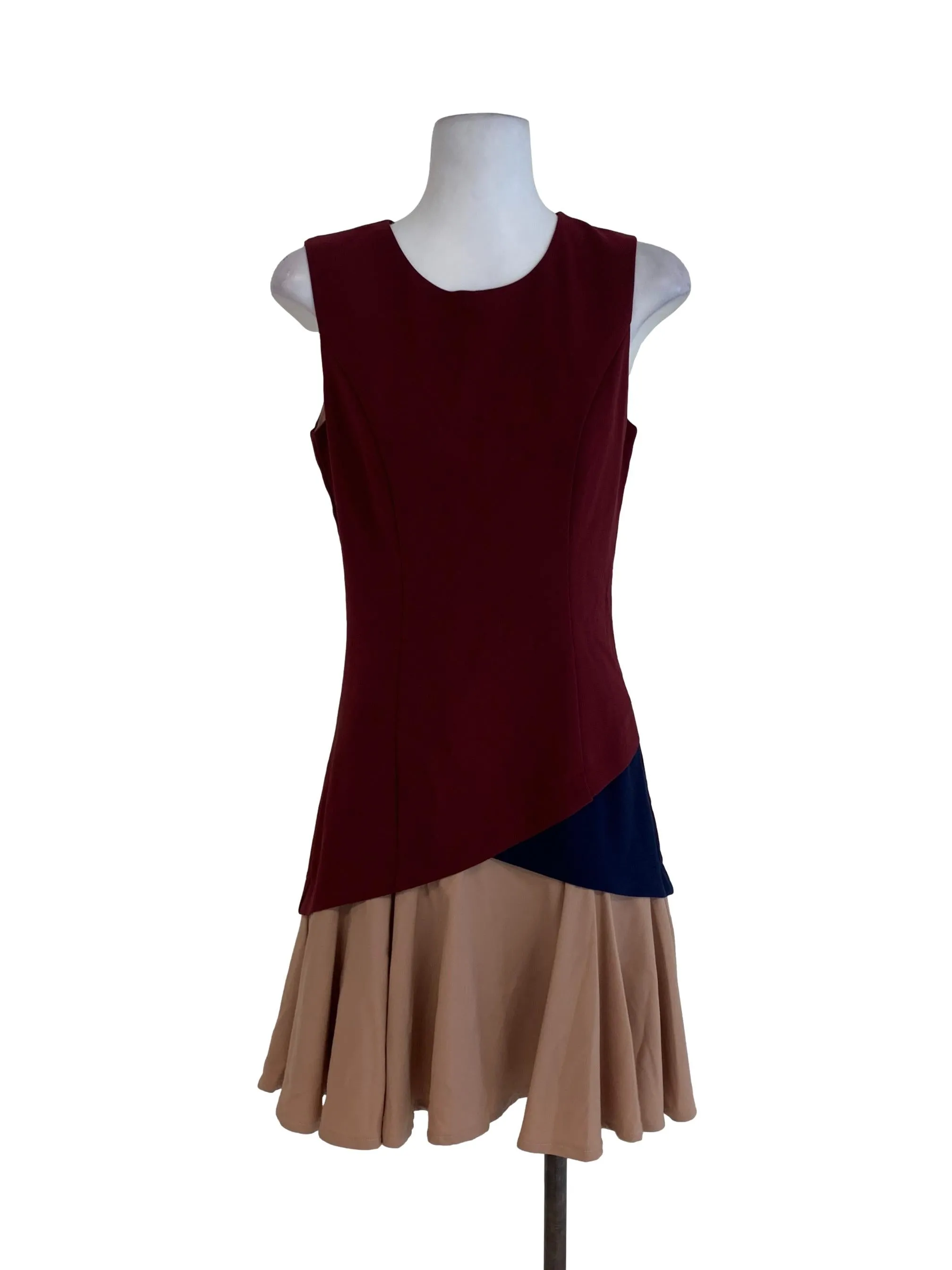 Maroon Plain Sheath Dress