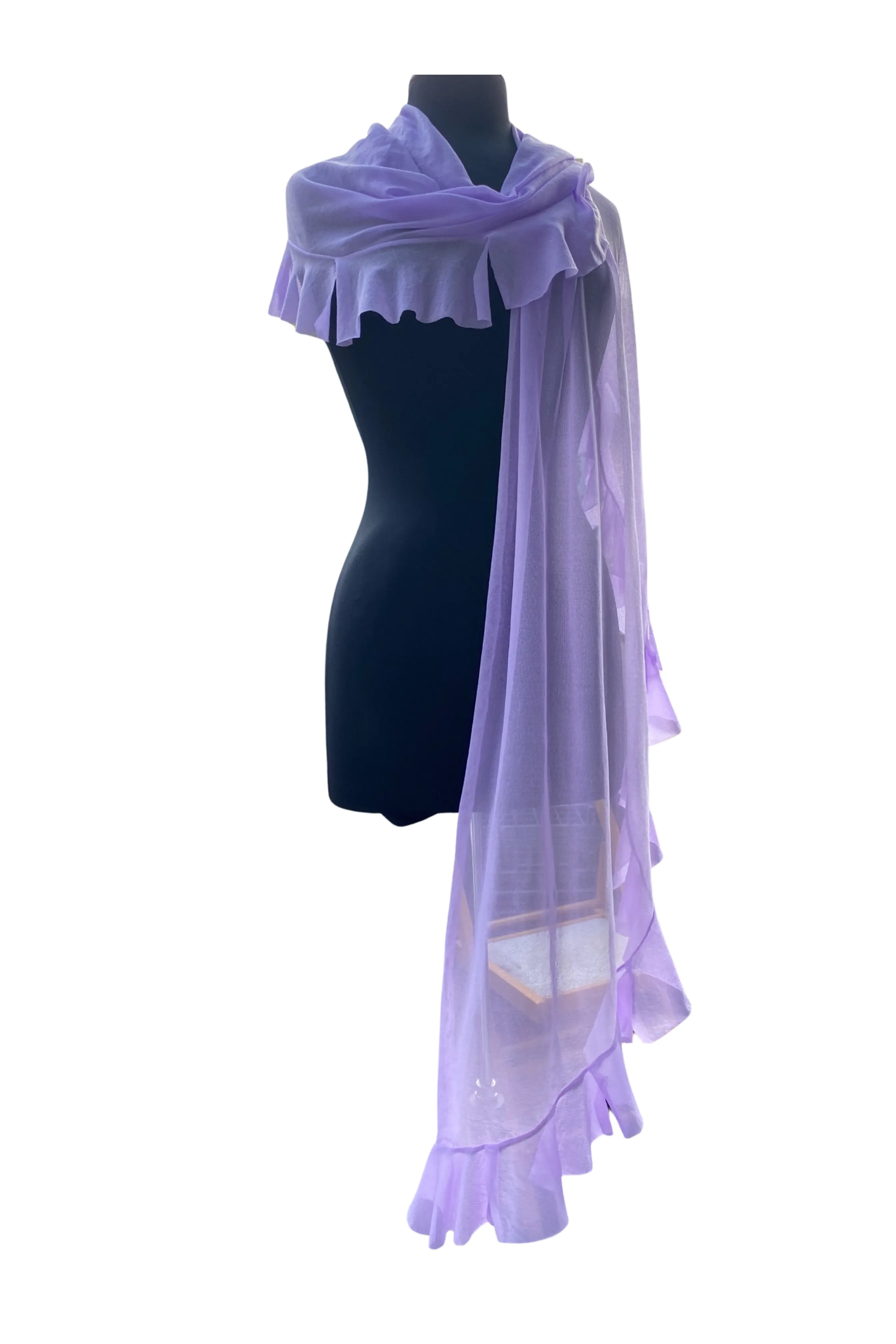 Maxima Lavender Ruffled  Sheer Shawl