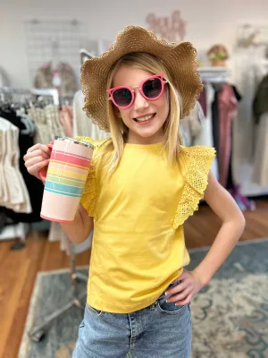 May-Girls Lace Detail T-Shirt