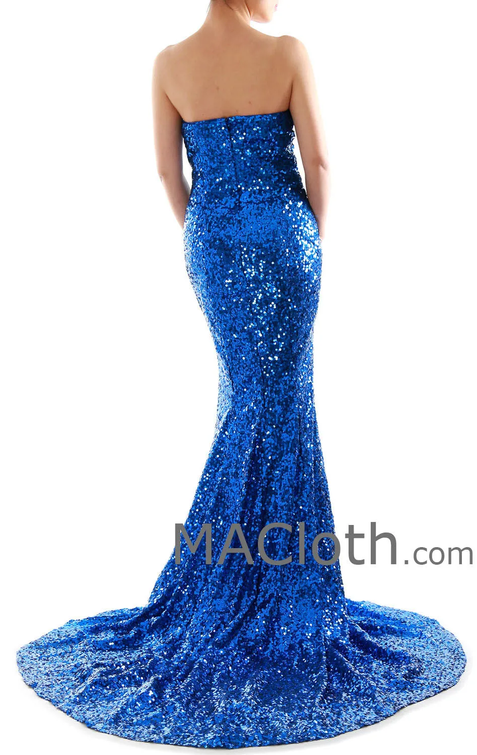 Mermaid Strapless Sweetheart Sequin Royal Blue Prom /Evening Gown 160181