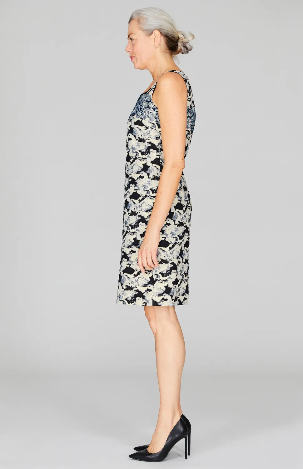 Metallic Cloud Jacquard Sheath Dress