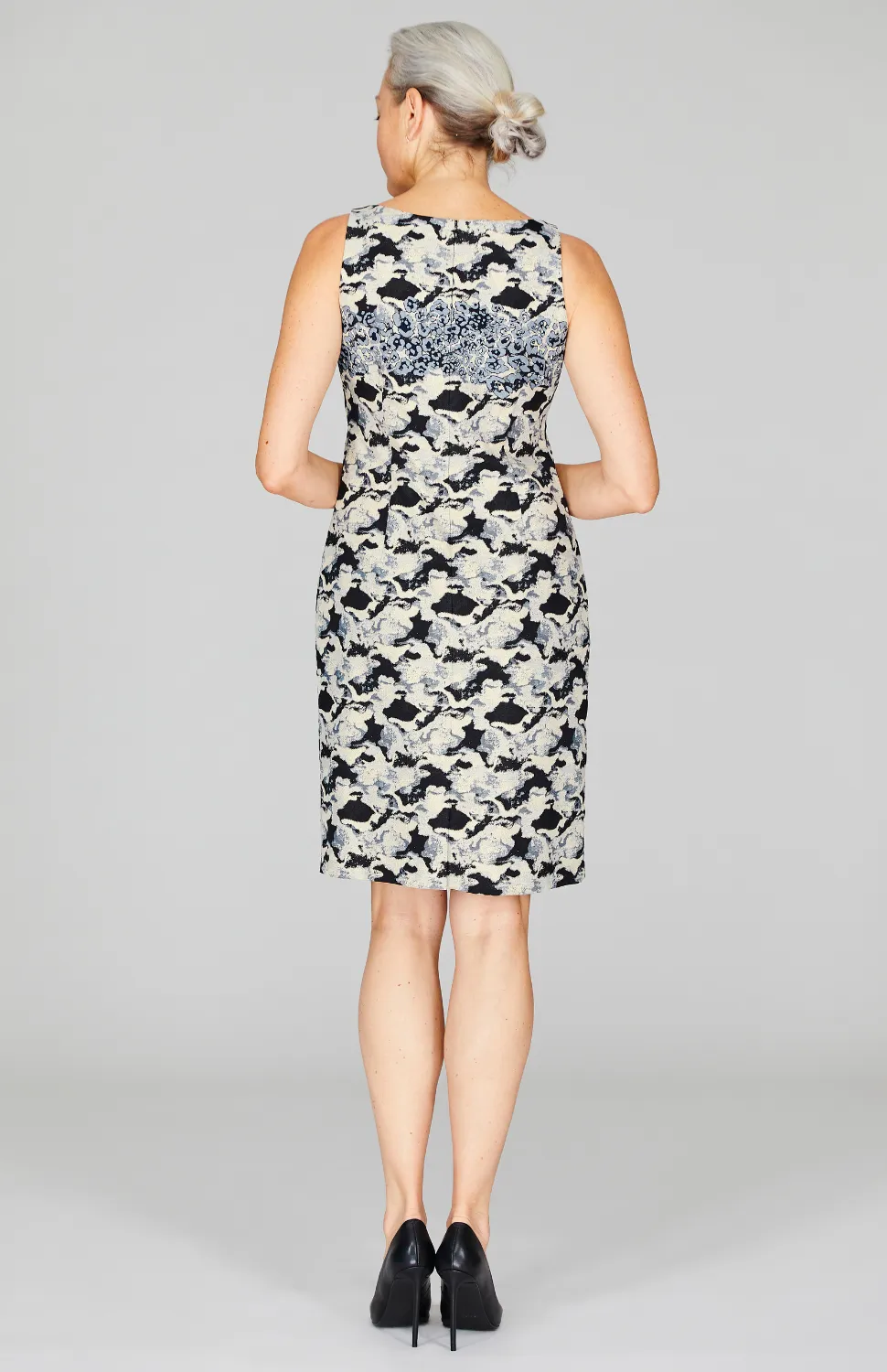 Metallic Cloud Jacquard Sheath Dress