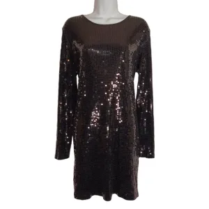 MICHAEL MICHAEL KORS Black Sequin Long Sleeve Sheath Cocktail Dress Large