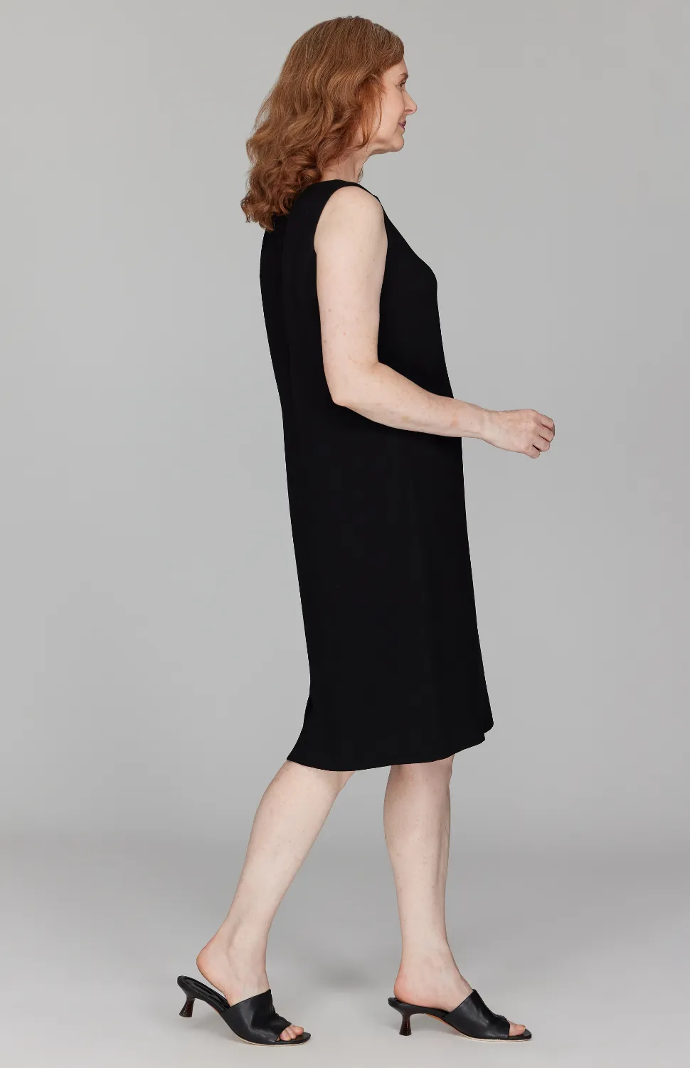 Micro Crepe High Neck Sheath Dress