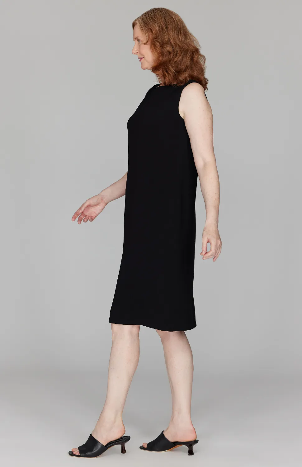 Micro Crepe High Neck Sheath Dress