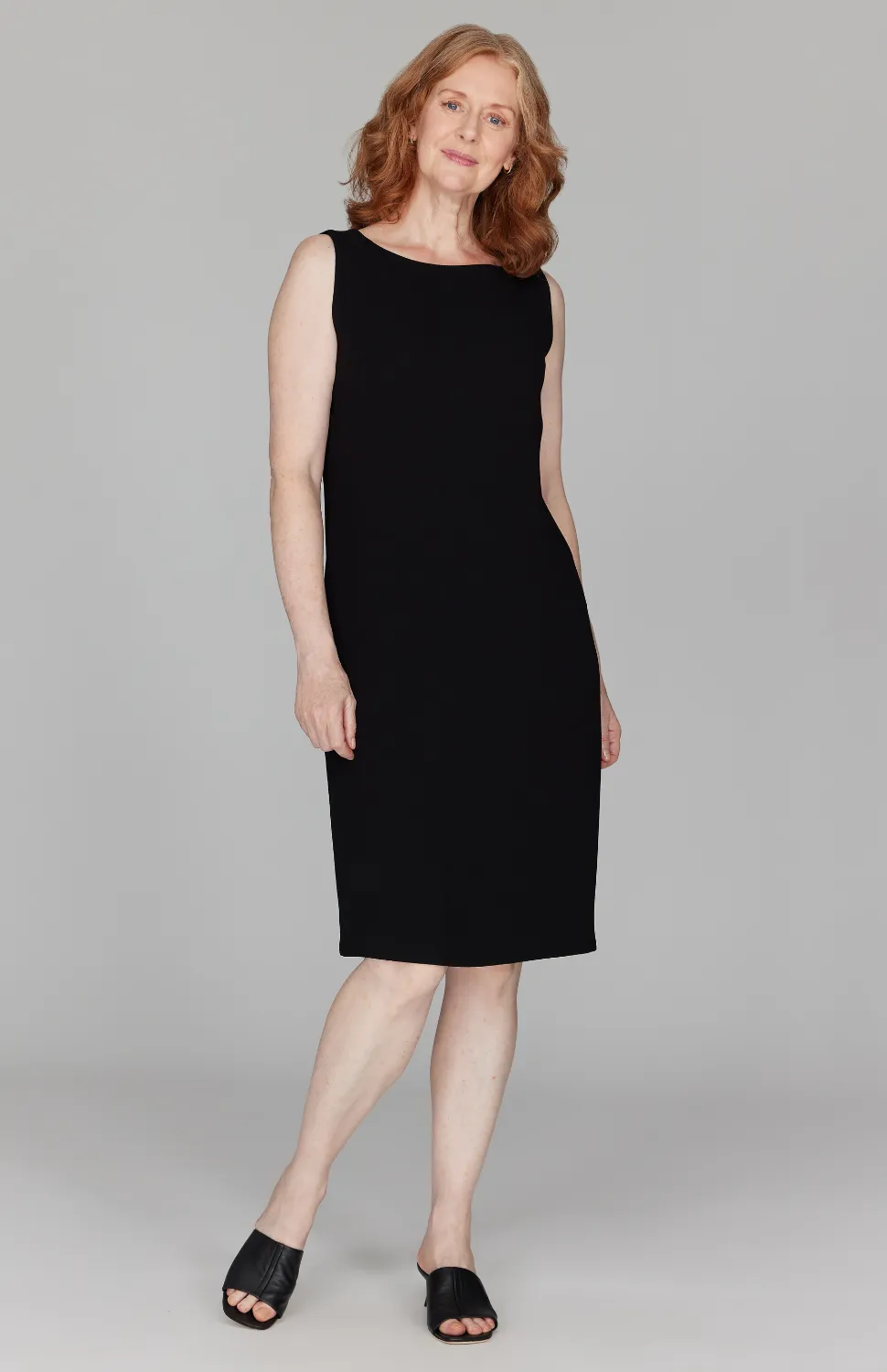 Micro Crepe High Neck Sheath Dress