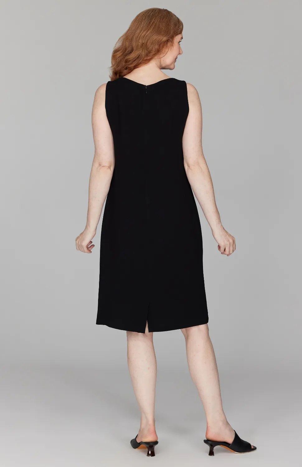 Micro Crepe High Neck Sheath Dress