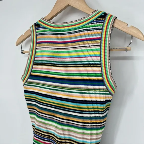 Milly Women's Rib-Knit Multi-Stripe Dress Womens Size Small