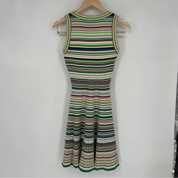 Milly Women's Rib-Knit Multi-Stripe Dress Womens Size Small