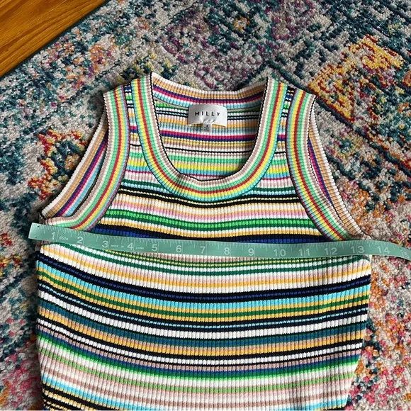 Milly Women's Rib-Knit Multi-Stripe Dress Womens Size Small