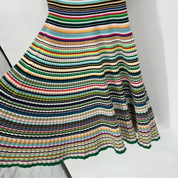 Milly Women's Rib-Knit Multi-Stripe Dress Womens Size Small